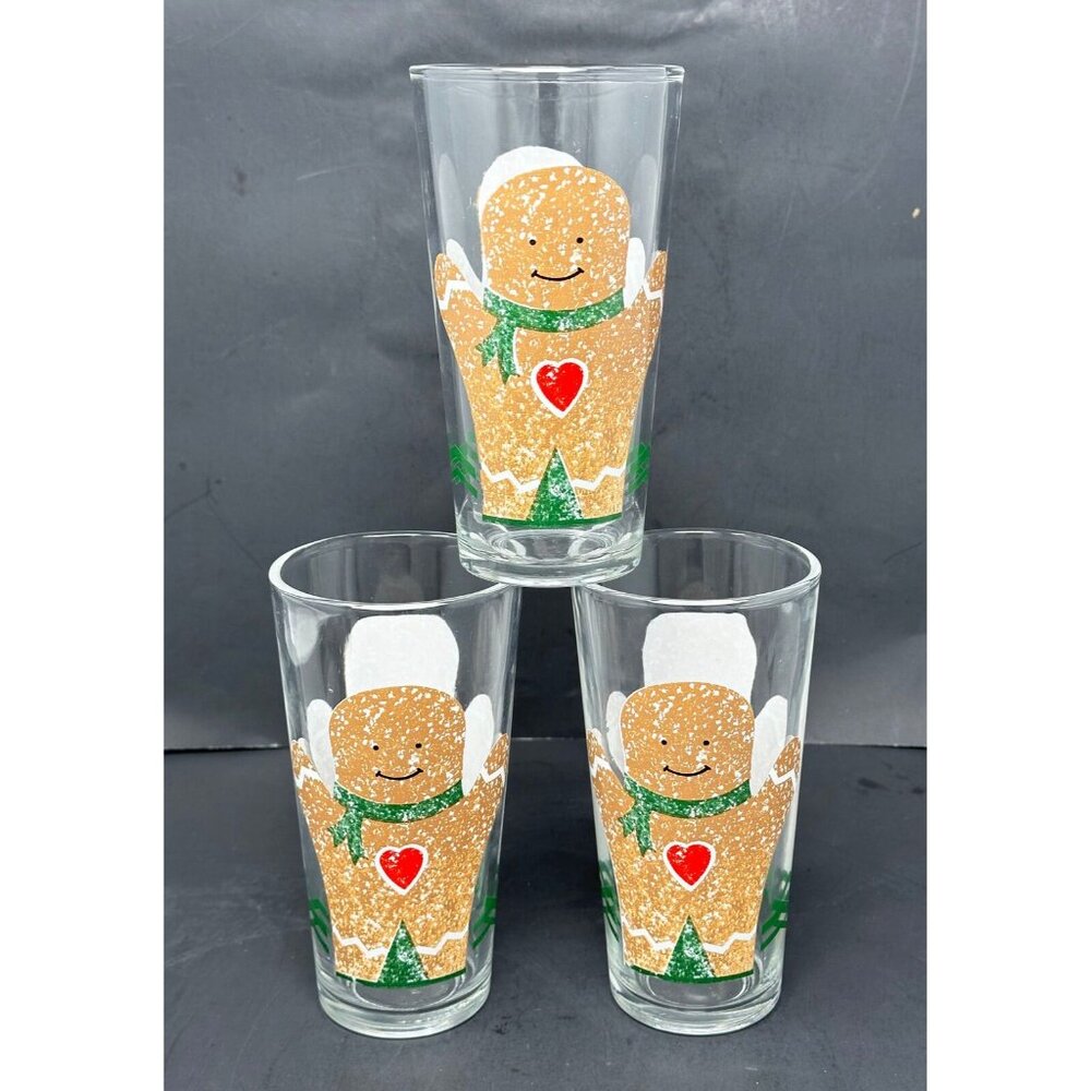 KIG GINGERBREAD MEN 3 Cooler Tumbler Glasses 14 oz Christmas Cookies Indonesia